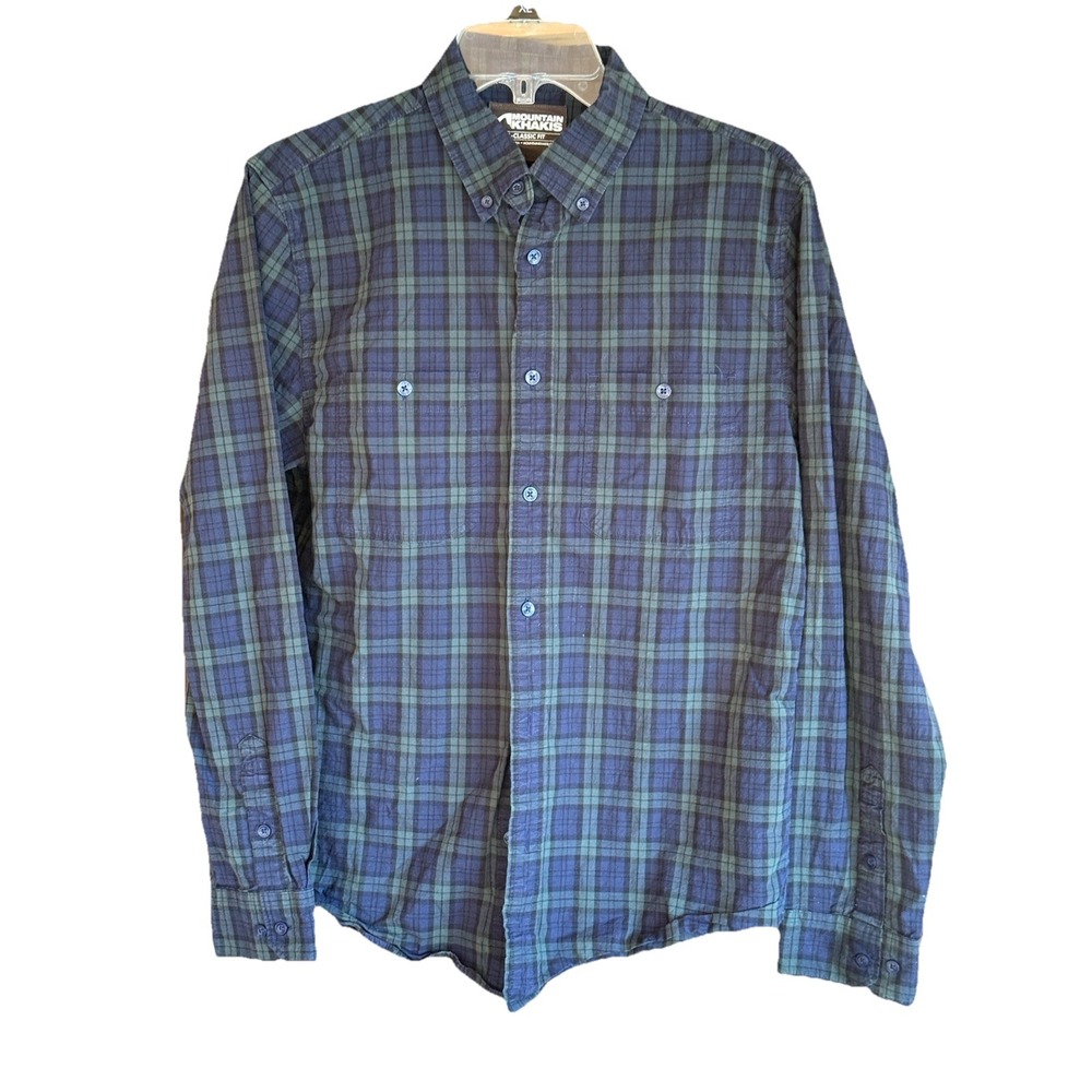 Mountain Khakis Alden Shirt Mens Blue‎ Green Plaid Classic Fit Long Sleeve Small